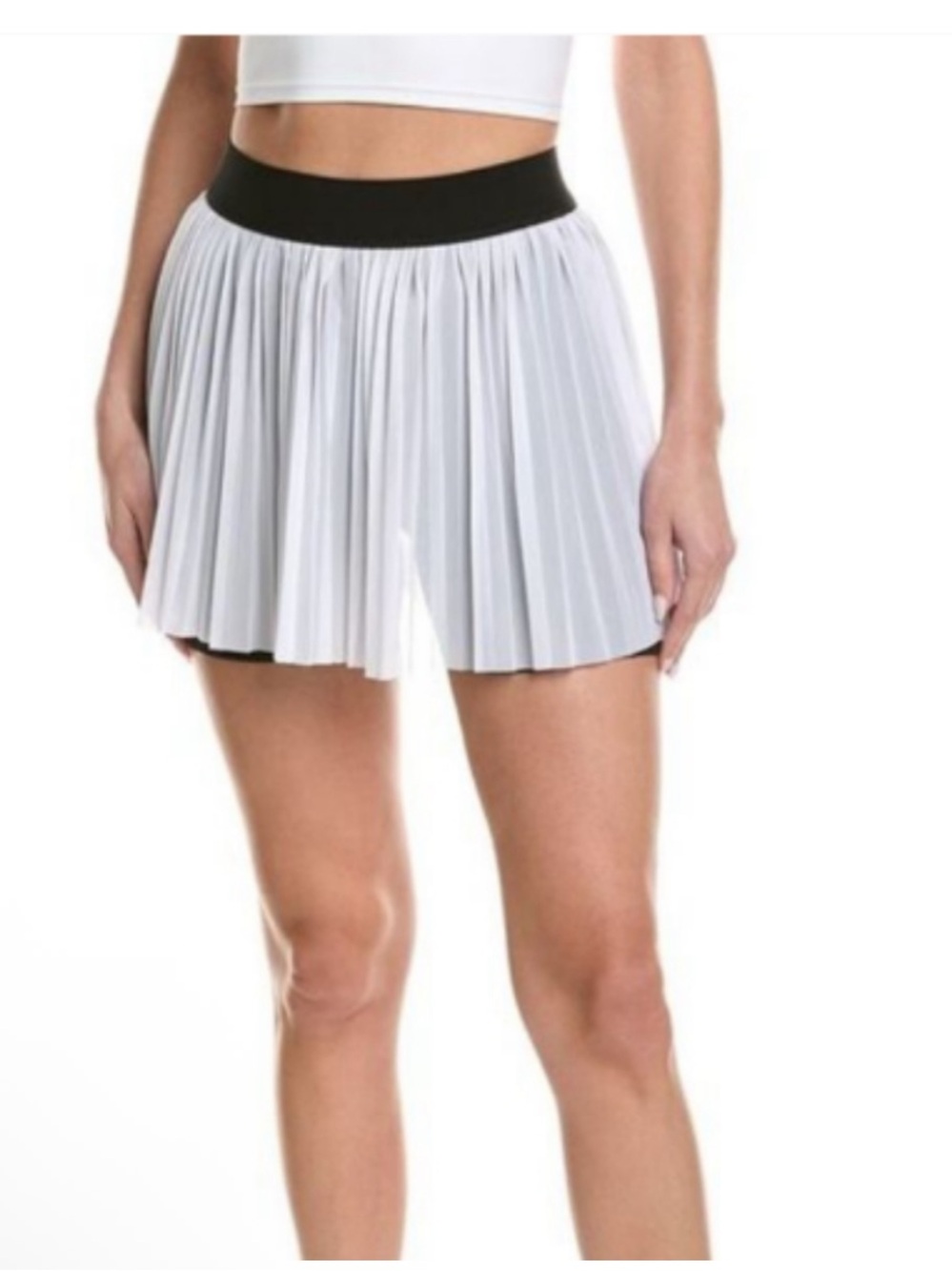 NWT Terez White Pleated Tennis Skirt with Black Biker Shorts